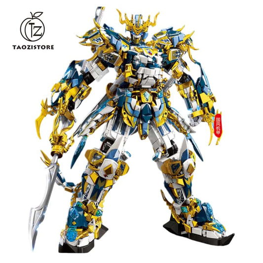 Mecha robot building block set, Chinese myth hero Zhao Yun Chinese style mecha action figure model set, classic Chinese style mecha collection display toy gift, suitable for holiday gifts for adults and children