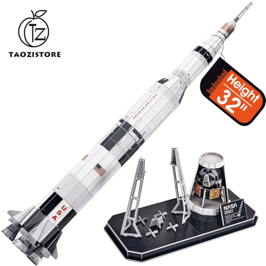 NASA Apollo Saturn V 3D Jigsaw Puzzle for Adults Kids Space Toys for Boys Ages 5-8, Rocket Ship Building Jigsaw Puzzle for Kids Ages 8-10 12-14, Space Exploration Jigsaw Model Set Building for Adults, 136 Pieces