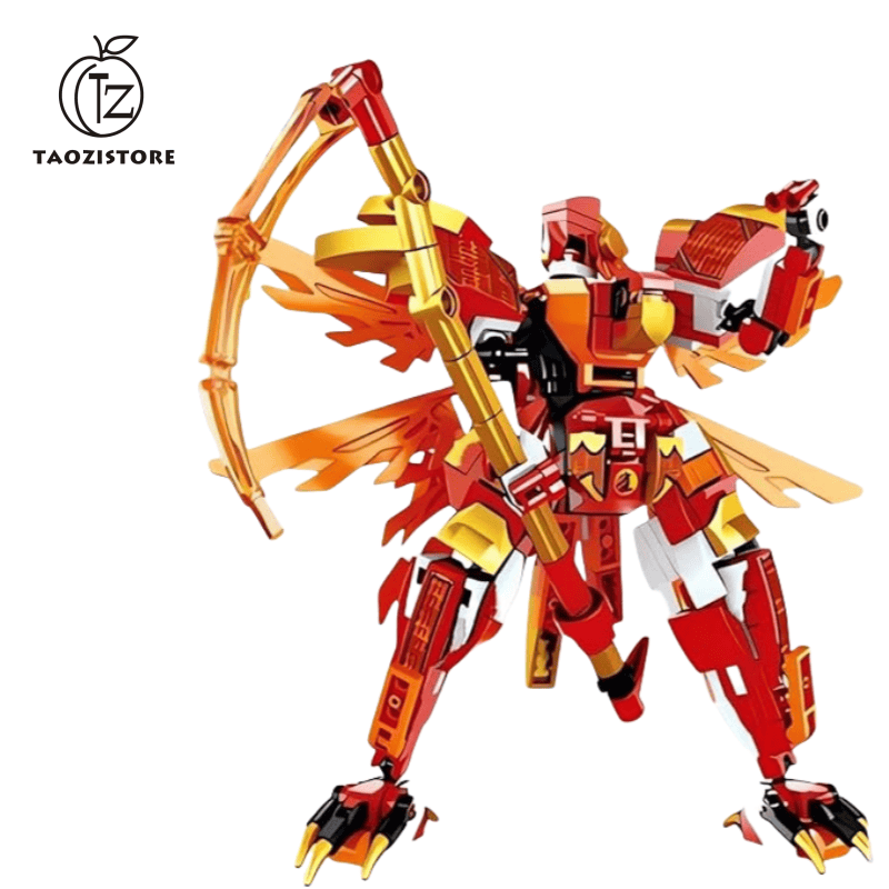 Fire Fighting Mech Toy Building Blocks Set, Red Ninja Figure Warrior Hero Display Model Toy, Armored Battle Robot Adventure Playset for Boys Girls Birthday