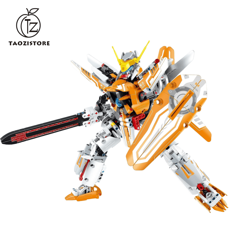 Mech Master - Mech Orange/White - 833 pieces - Brick Robot Model Figure, Brick Activity Set, Adjustable Joints