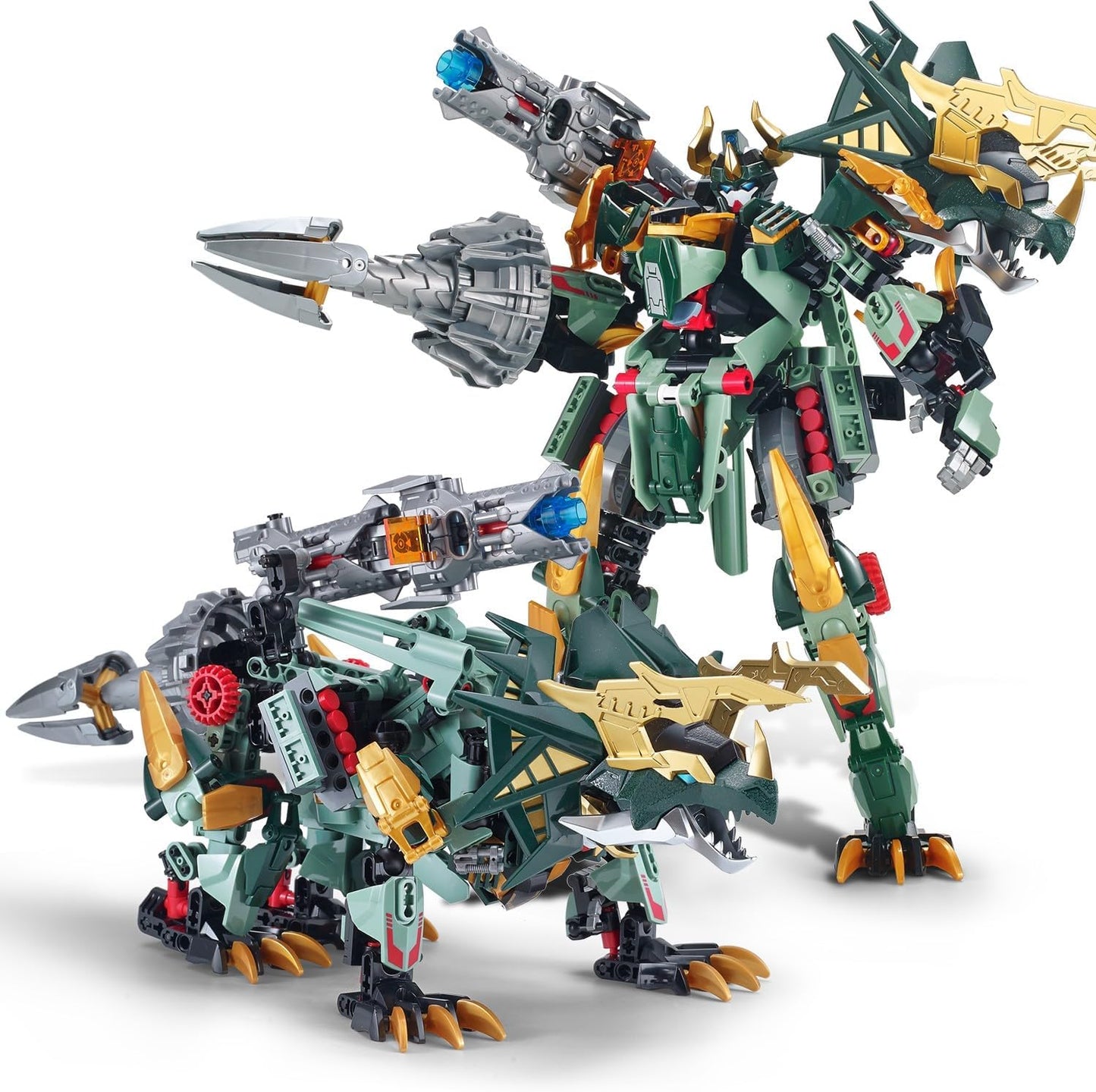 Dinosaur Set Mecha Deformed Triceratops 2-in-1 Building Blocks, Robot Deformed Toy Action Figure Building Blocks Model, Suitable for Boys Birthday, Adult Age 8-12 Years Old (Triceratops)