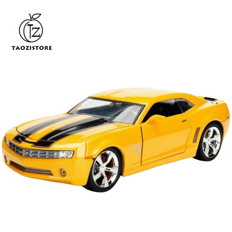 2006 Chevrolet Camaro Concept Yellow Bumblebee with Robot on Chassis and Collectible Metal Coins Transformers Movie 1/24 Diecast Model Car by Jada 98497