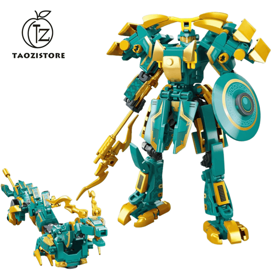 Transformer Mech Robot Building Blocks Set, Cool Warrior Robot as Christmas Birthday Gift for Adults and Children (Green Mech 244 Pieces)