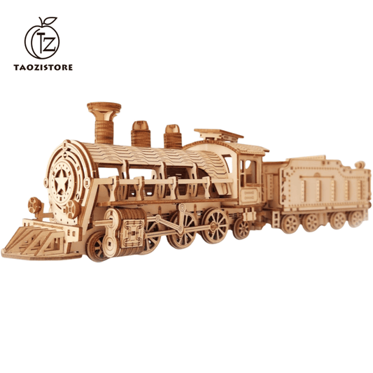 3D Wooden Adult Jigsaw Model Train Building Blocks Set Men Mechanical Jigsaw DIY Assembly Jigsaw Train Model Kit