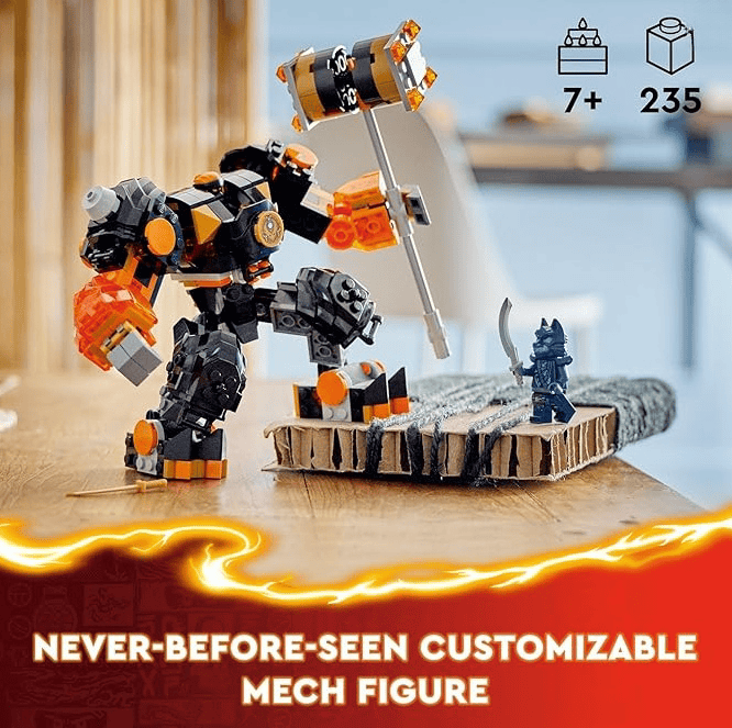 Elemental Earth Mech Mini Ninja Toy, Customizable Action Figure Adventure Toy with Cole and Wolf Warrior Minifigures, Ninja Gift for Boys, Girls and Kids Ages 7 and Up, 71806