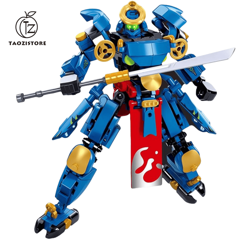 Samurai Mech Warrior Model Building Blocks Set, Robot Building Blocks Toy Set with Spear and Openable Cockpit, 230 Pieces Creative Collectible Gift, Suitable for Adults Men Teens Boys 6+