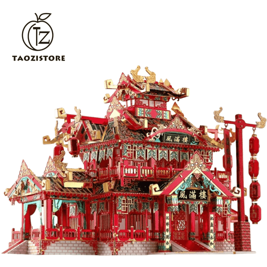 3D Adult Jigsaw Puzzle Metal Model Set, Ancient Chinese Restaurant 3D Metal Jigsaw Puzzle, Traditional Architecture Jigsaw Puzzle DIY Toy, Great Gift Idea - 215 Pieces