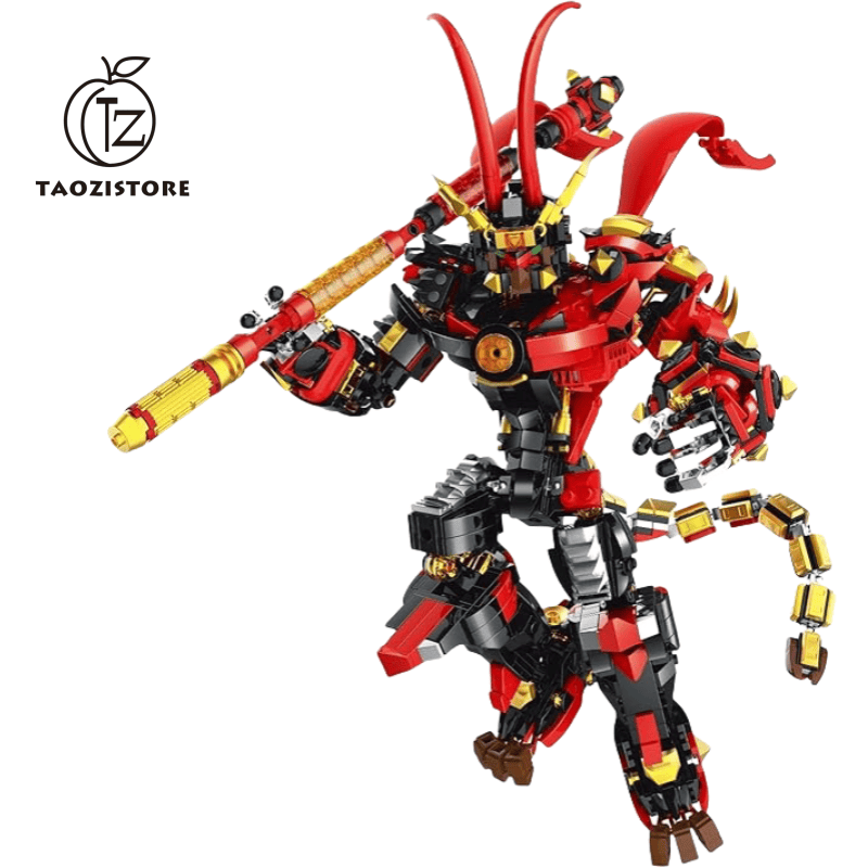 Mecha Robot Building Blocks Set, Monkey King Action Figure Toy with Flexible Joints and Weapons, Hero Warrior Chinese Style Mecha Model, Collectible Gift for Boys and Girls