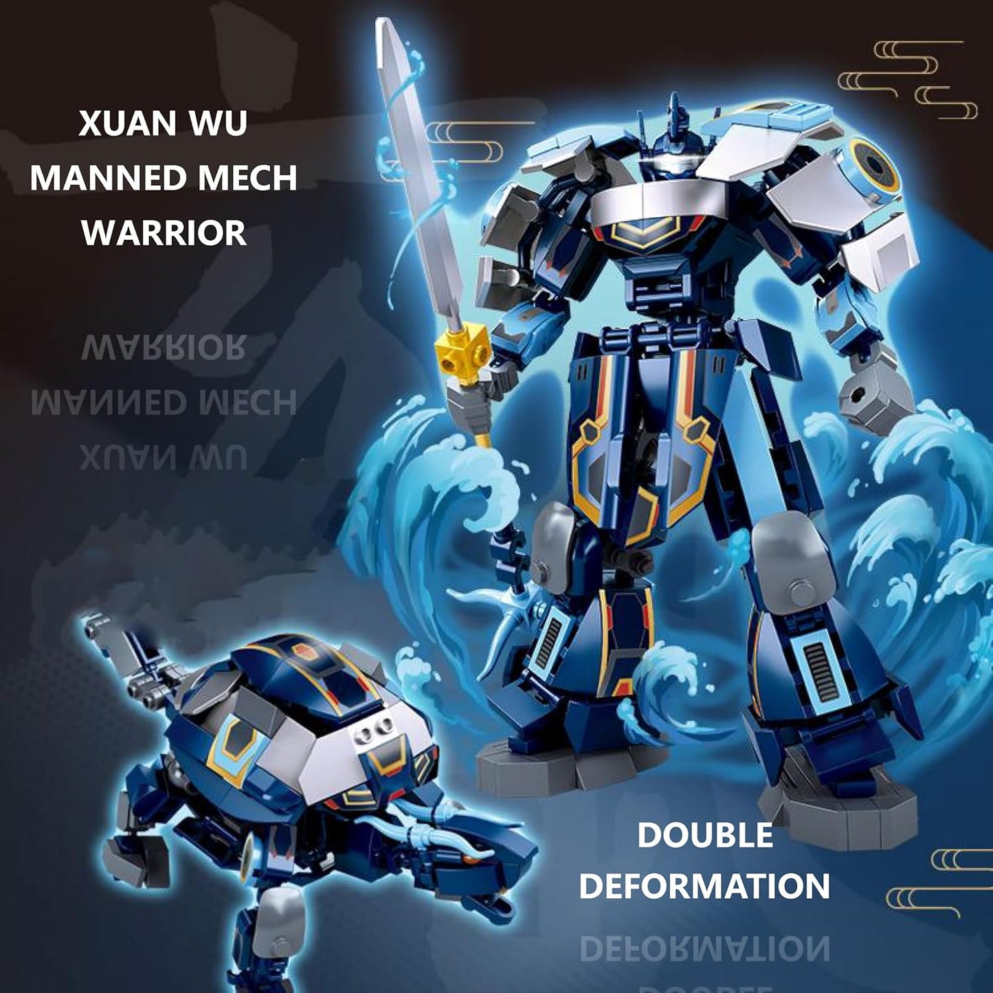 Transformer Mech Robot Building Blocks Set, Warrior Robot can be used as Christmas birthday gifts for adults and children (Black Mech 251 pieces)