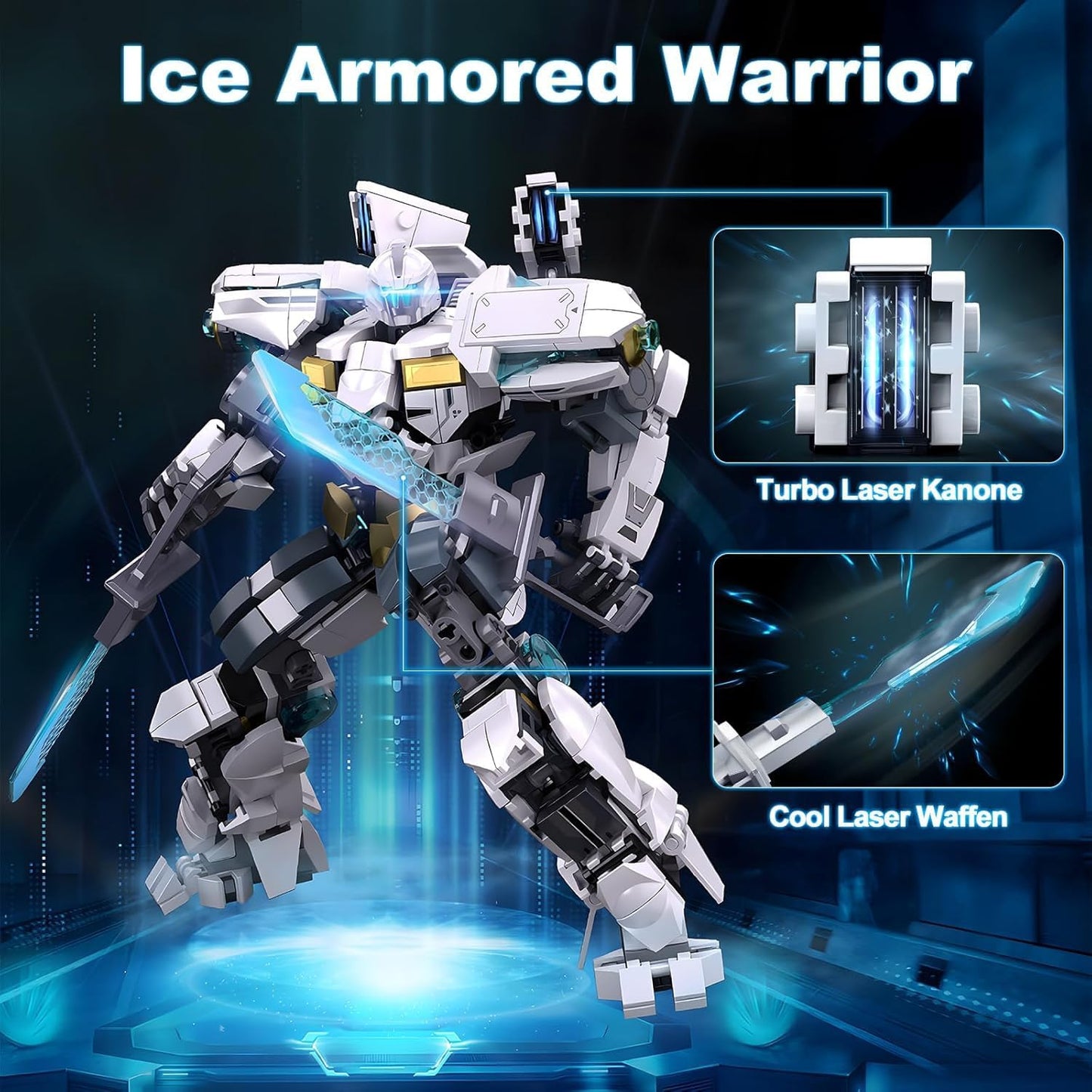 Ice Warrior Mech Robot Building Set for Adults, Cool Sci-Fi City Protector Battle Model Toys for Boys 8+, Creative Action Mech Gifts Perfect for Christmas Birthday (561 Pcs)