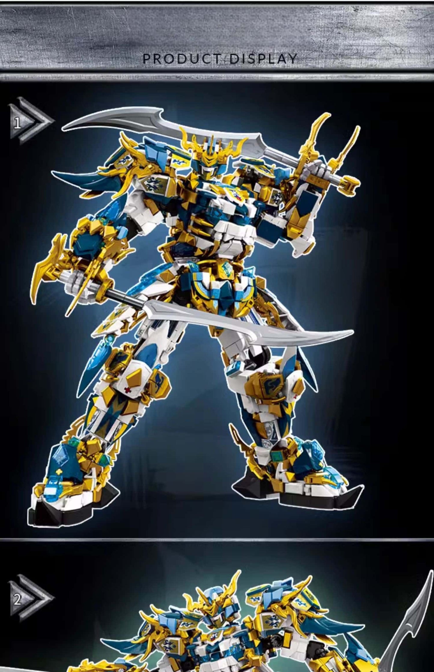 Mecha robot building block set, Chinese myth hero Zhao Yun Chinese style mecha action figure model set, classic Chinese style mecha collection display toy gift, suitable for holiday gifts for adults and children