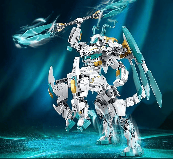 Dragon Transforming Mech Building Blocks Set, 2 in 1 Warrior City Action Robot Model Building Kit, 731 PCS Cool Rider Mech Toys Gift for Adults and Kids Boys 8 10 12+