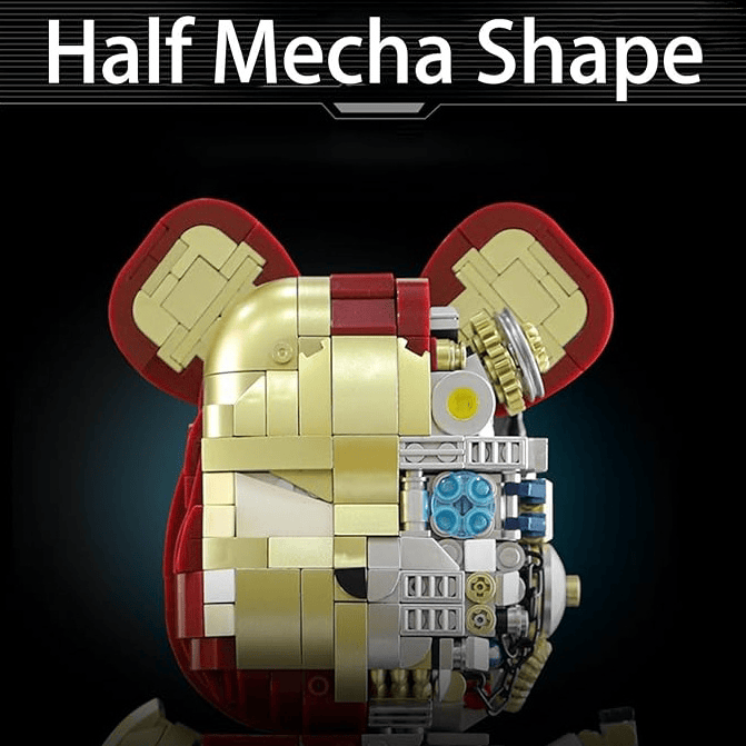 Mecha Bear Building Block Kit Robot Building-Bricks Set Gifts for Adults and Teen Collectible Half-Mecha Detail Building Sets(1647 Pieces)