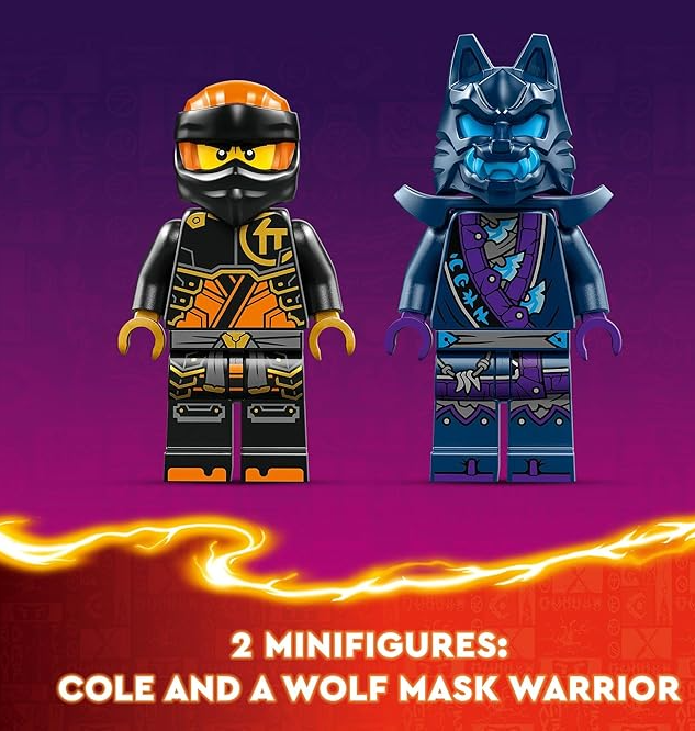 Elemental Earth Mech Mini Ninja Toy, Customizable Action Figure Adventure Toy with Cole and Wolf Warrior Minifigures, Ninja Gift for Boys, Girls and Kids Ages 7 and Up, 71806