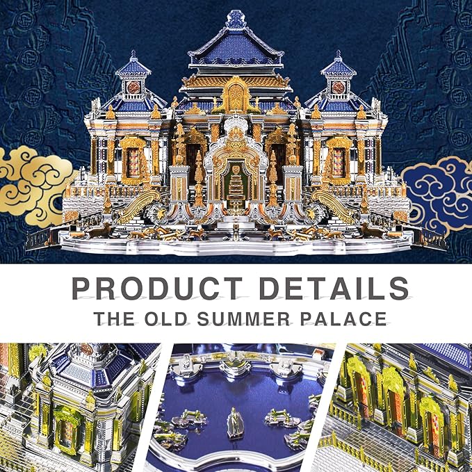 Piececool 3D Metal Puzzles, The Old Summer Palace Chinese Traditional Architecture Building Models Kit to Build for Adults Brain Teaser 3D Puzzle Toys Gift Home Decor DIY Crafts - 358 PCS