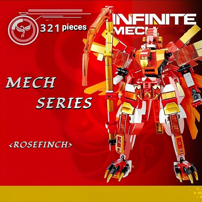 Fire Fighting Mech Toy Building Blocks Set, Red Ninja Figure Warrior Hero Display Model Toy, Armored Battle Robot Adventure Playset for Boys Girls Birthday