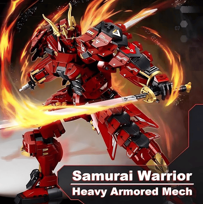 Samurai Mech Warrior Model Building Sets, Double Swords Robot Building Blocks Toy Set, 923 Pcs Compatible with , Creative Collectible Gift for Adults Man Teens Boys 8+