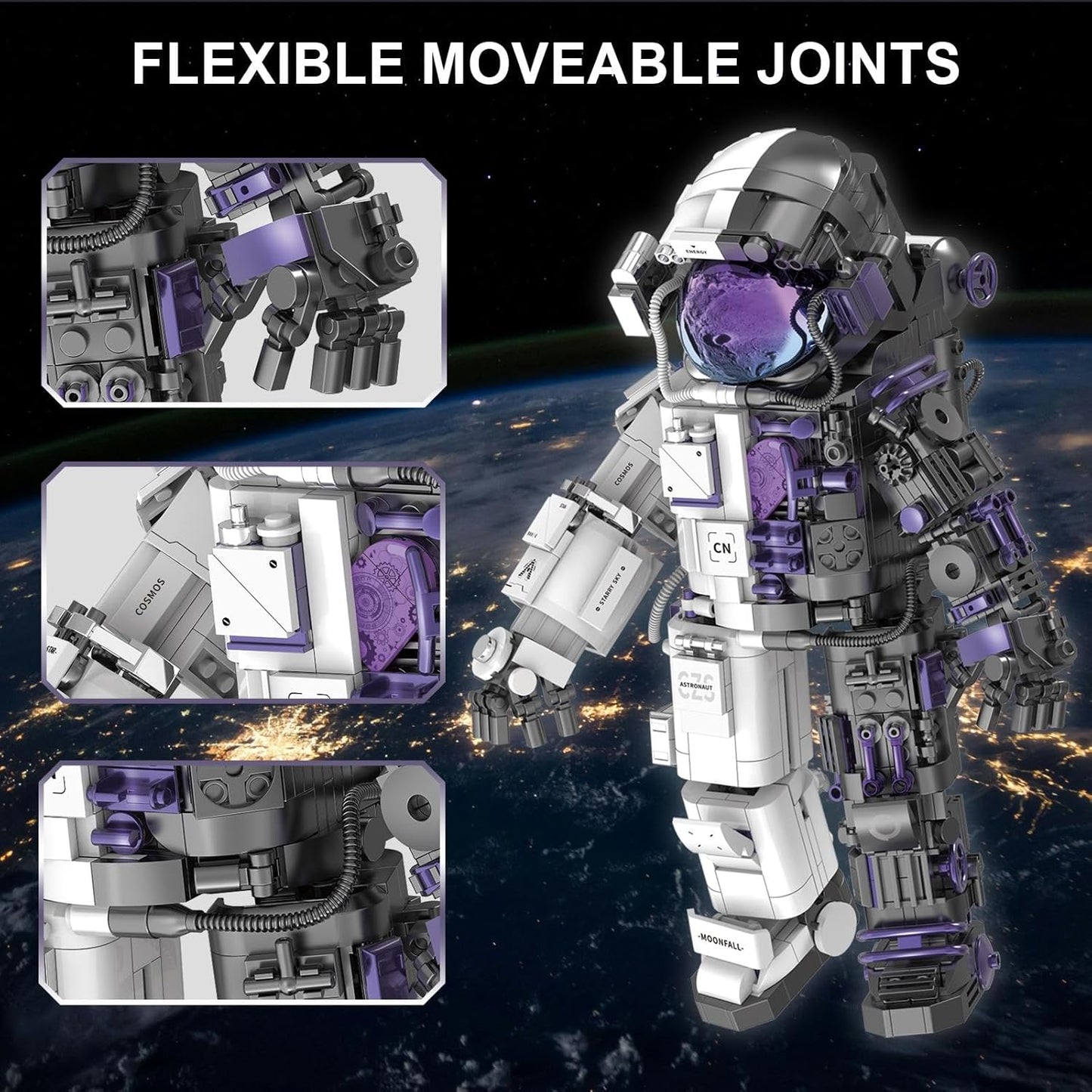 Space Astronaut Adult Building Blocks Set, Cyborg Astronaut Action Model with Display Stand, Suitable for Office Home Decoration, Spaceman Toy Gift, Suitable for 8-14 Years Old Boys and Girls