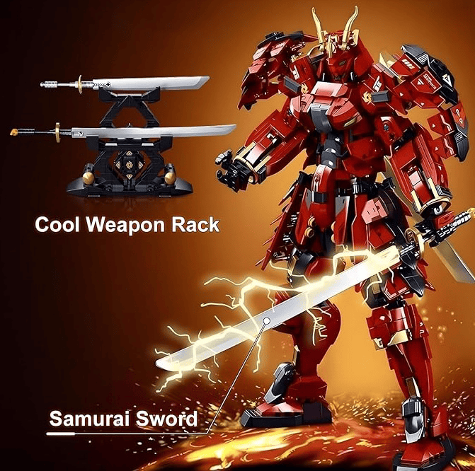 Samurai Mech Warrior Model Building Sets, Double Swords Robot Building Blocks Toy Set, 923 Pcs Compatible with , Creative Collectible Gift for Adults Man Teens Boys 8+