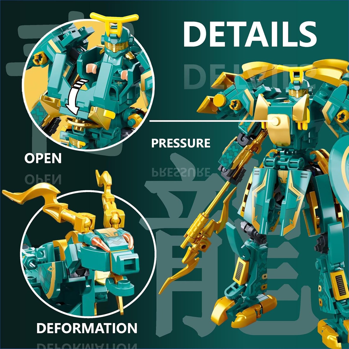 Transformer Mech Robot Building Blocks Set, Cool Warrior Robot as Christmas Birthday Gift for Adults and Children (Green Mech 244 Pieces)