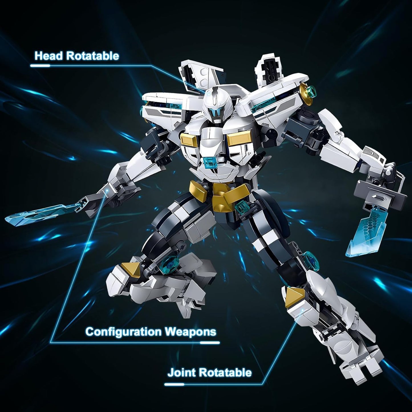 Ice Warrior Mech Robot Building Set for Adults, Cool Sci-Fi City Protector Battle Model Toys for Boys 8+, Creative Action Mech Gifts Perfect for Christmas Birthday (561 Pcs)