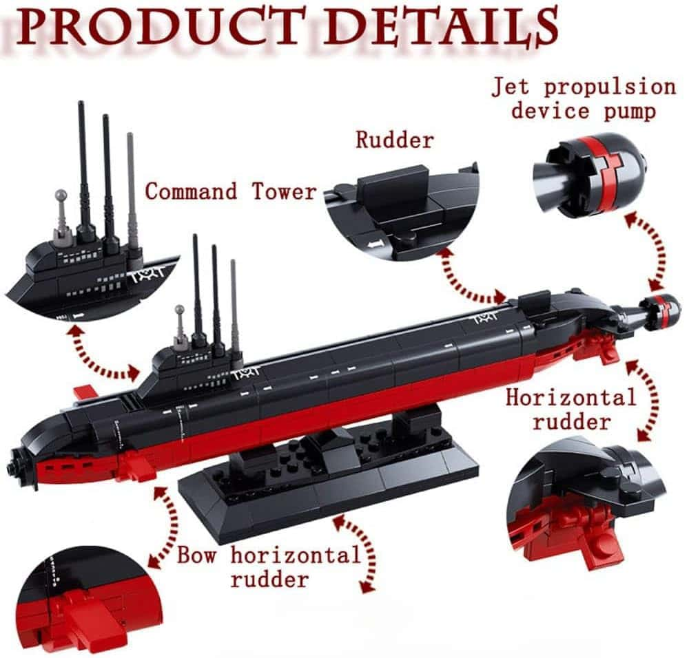 Navy nuclear submarine building block model toy, suitable for boys over 6 years old, 193 pieces