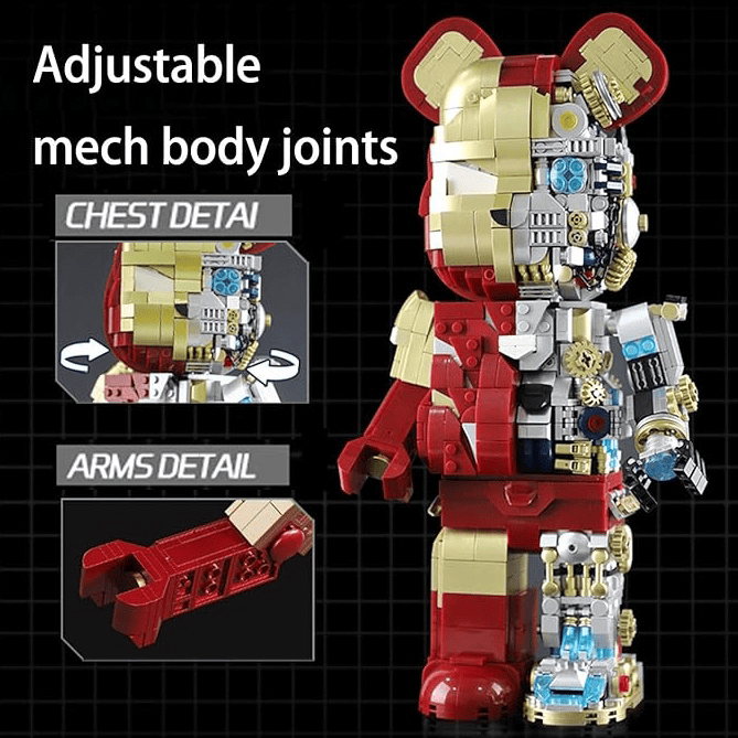 Mecha Bear Building Block Kit Robot Building-Bricks Set Gifts for Adults and Teen Collectible Half-Mecha Detail Building Sets(1647 Pieces)