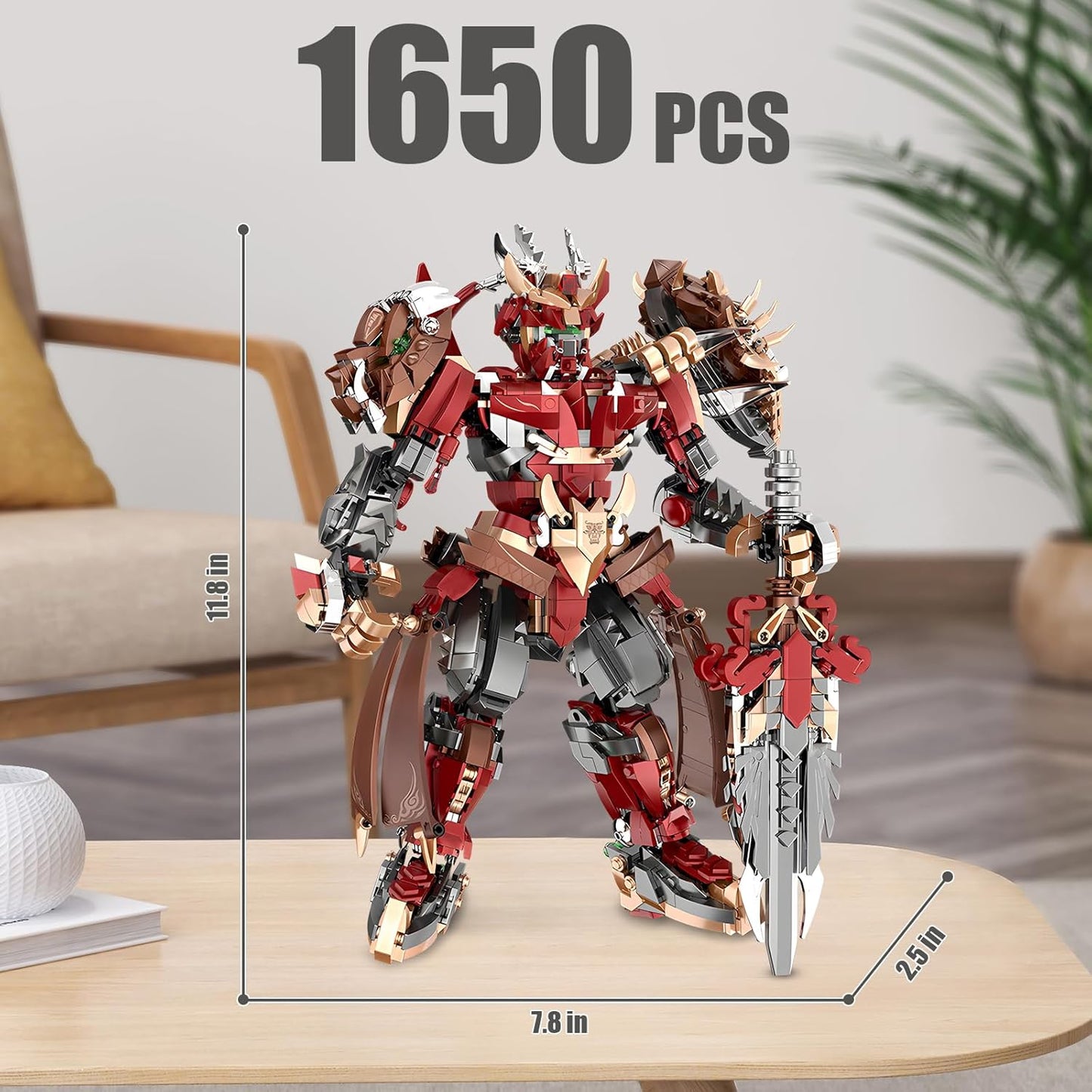 Mech Robot Building Set, China Mythical Hero Xiang Yu Chinoiserie Mech Action Figures Model Kit, Classic Chinoiserie Mecha Collectible Display Toys Gifts for Kids Adults 12+ (1650PCS)