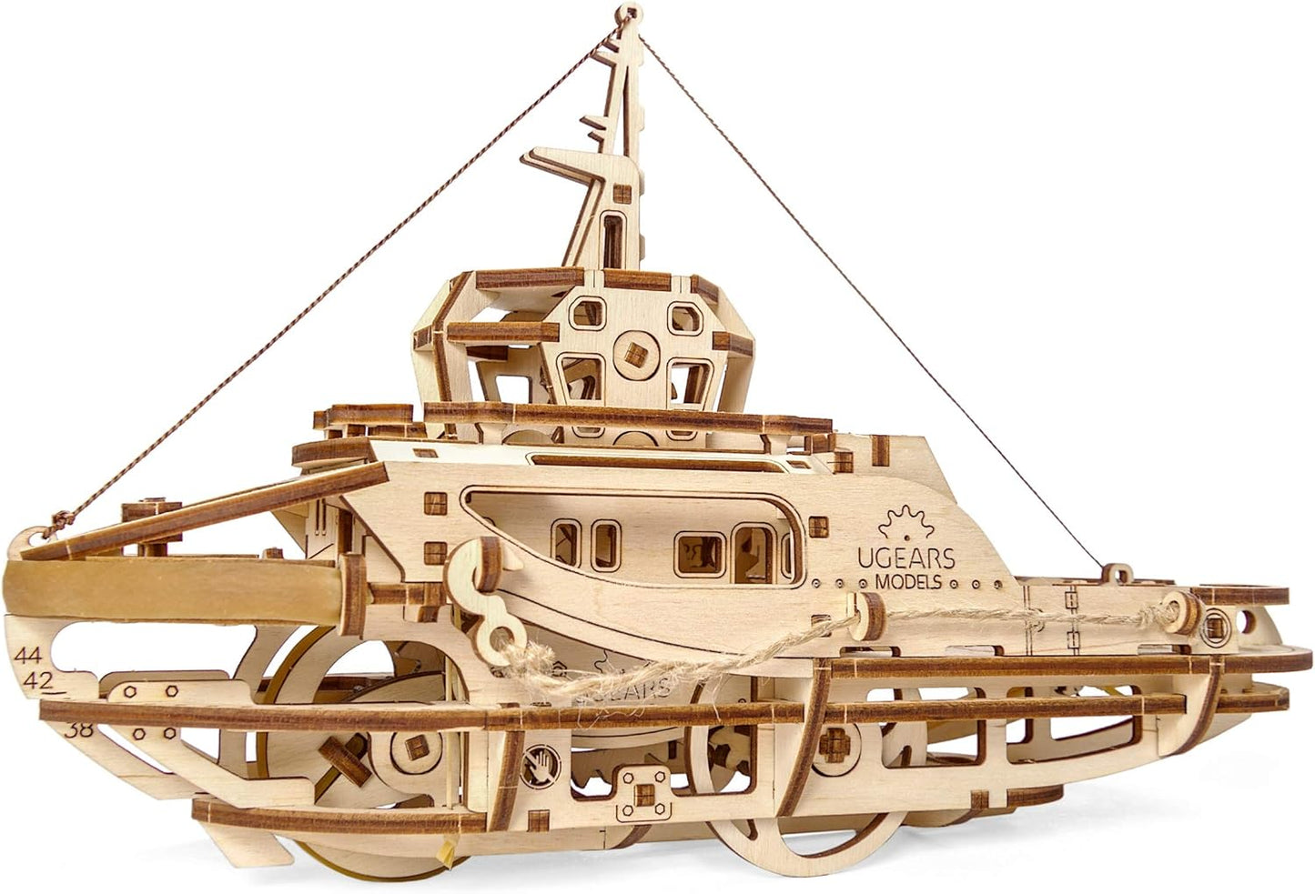 Tugboat 3D mechanical wooden model, self-assembly, DIY, puzzle game