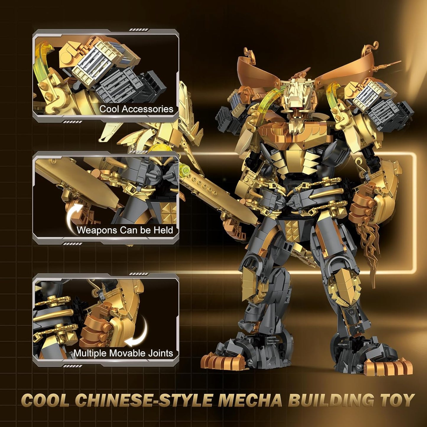 Mecha robot adult building block set, hero mecha toys with weapons and movable joints, cool action figure mecha model collection or home display, ideal gift for boys and girls