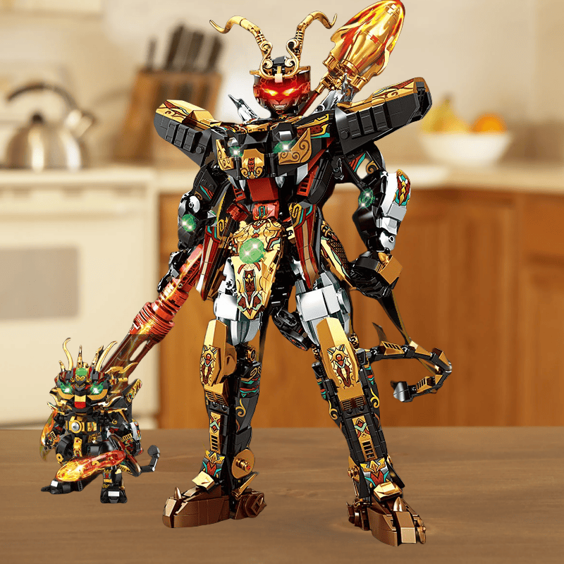 Building blocks, Destiny Man, Monkey King, mecha puzzle assembly toy, boy model, Monkey King gift, 2025 new style [cloak + golden hoop + double transformation form]