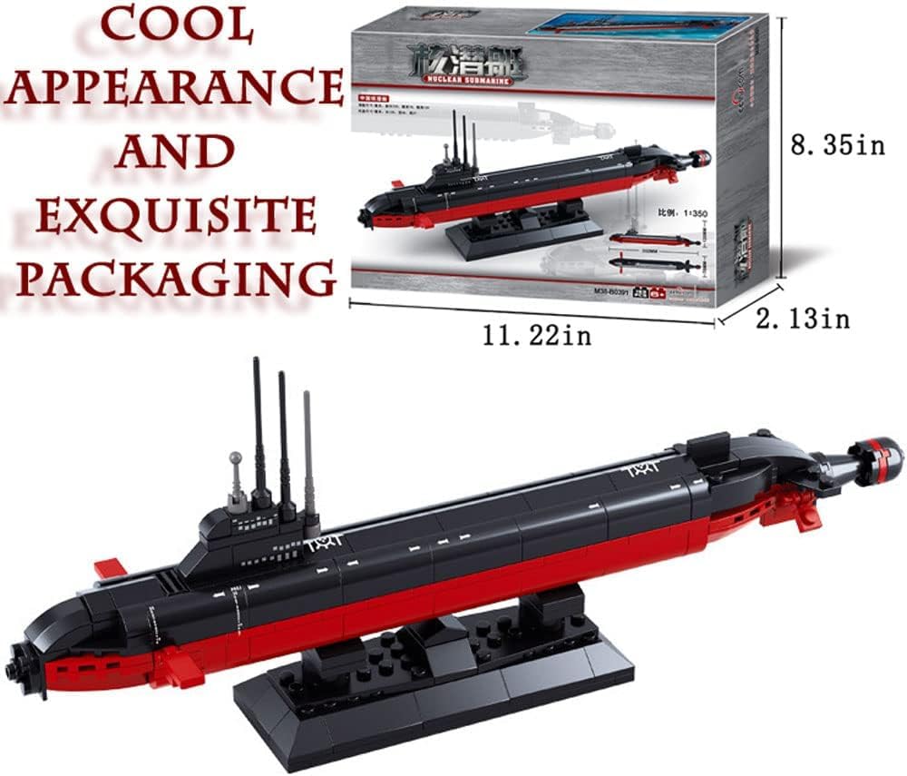 Navy nuclear submarine building block model toy, suitable for boys over 6 years old, 193 pieces