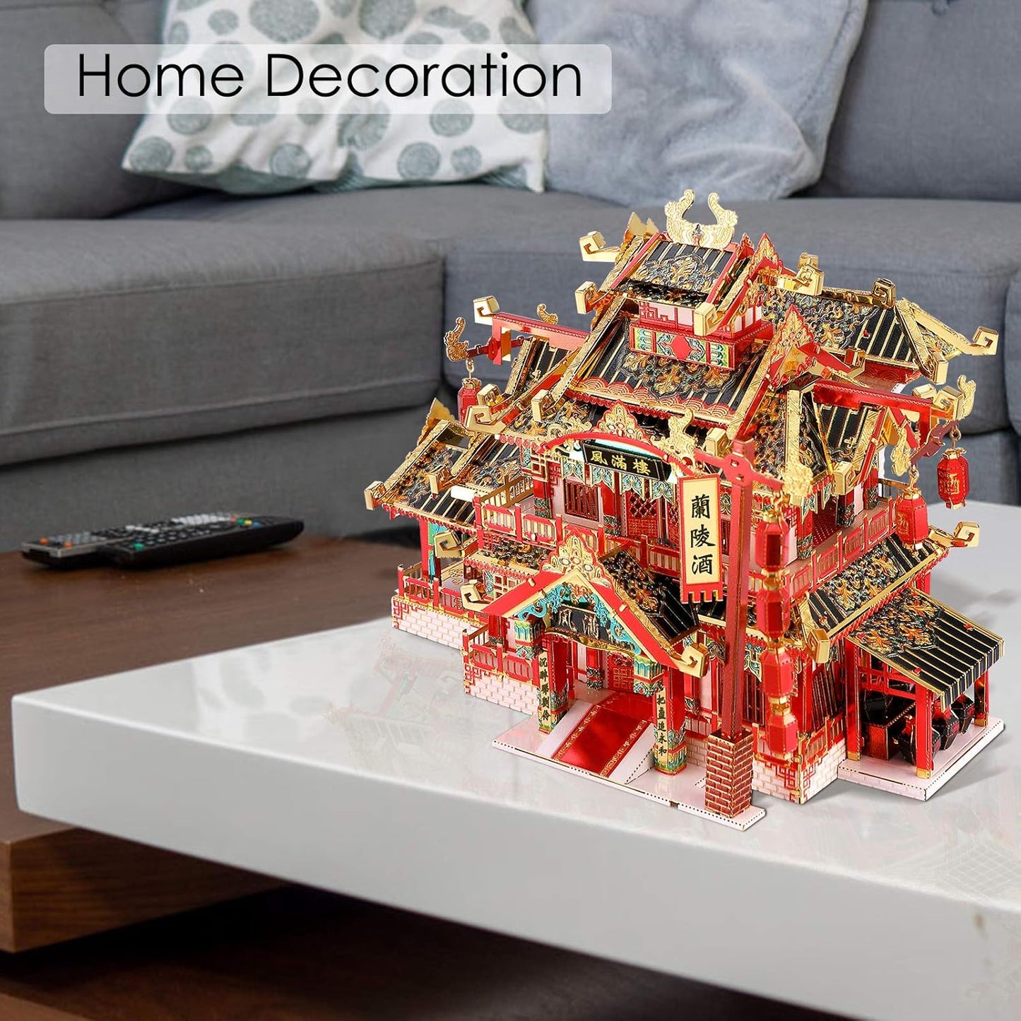 3D Adult Jigsaw Puzzle Metal Model Set, Ancient Chinese Restaurant 3D Metal Jigsaw Puzzle, Traditional Architecture Jigsaw Puzzle DIY Toy, Great Gift Idea - 215 Pieces