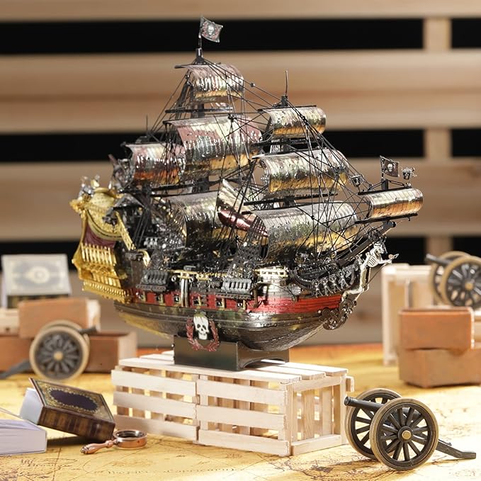 Metal Puzzles for Adults, The Queen Anne's Revenge Pirate Ship Model Kits, 3D Watercraft Model Building Kit, DIY Craft Kits Difficult 3D Puzzles for Family Time