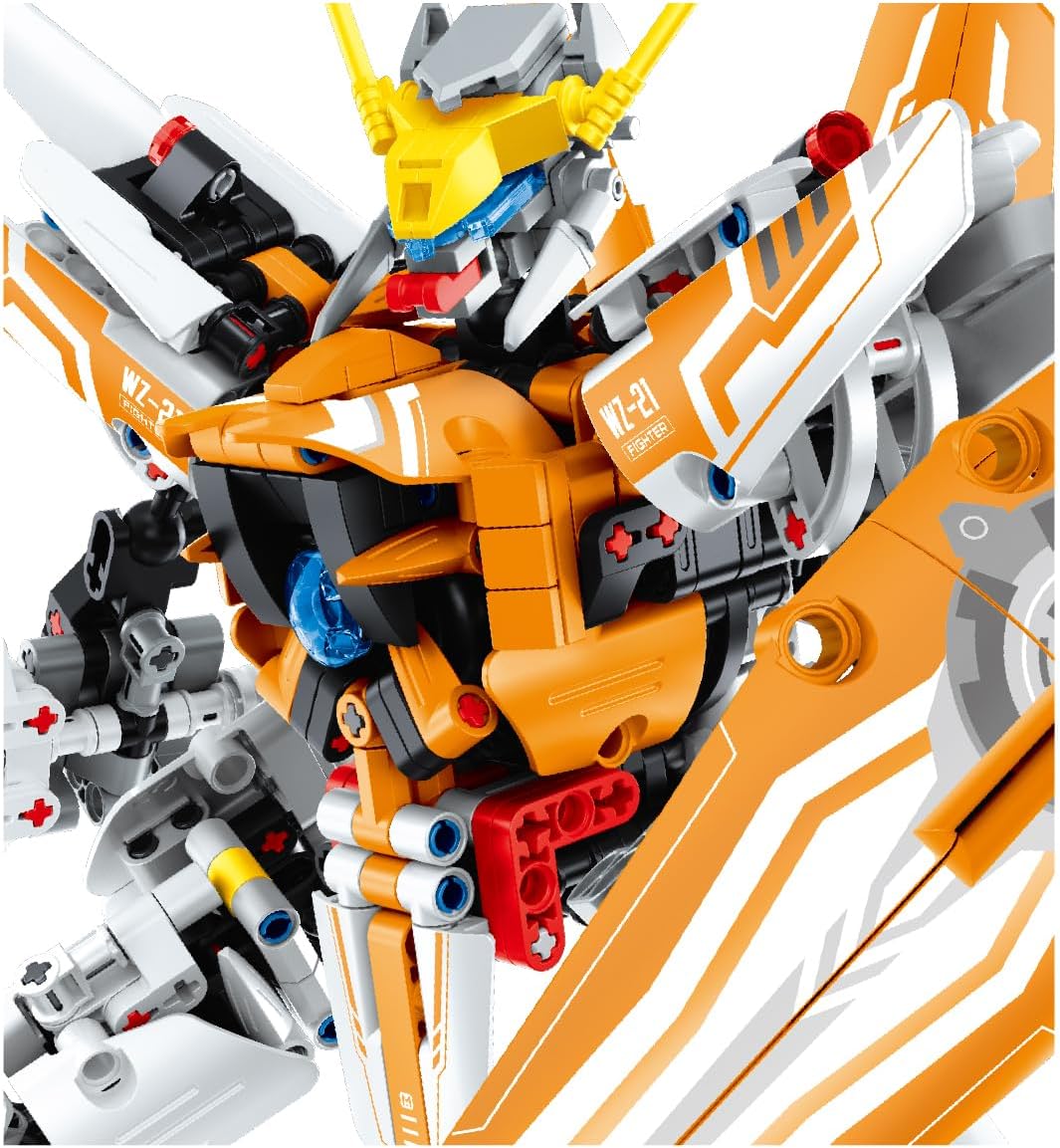 Mech Master - Mech Orange/White - 833 pieces - Brick Robot Model Figure, Brick Activity Set, Adjustable Joints