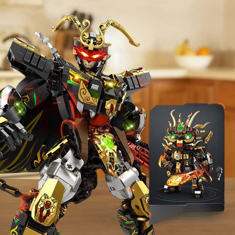 Building blocks, Destiny Man, Monkey King, mecha puzzle assembly toy, boy model, Monkey King gift, 2025 new style [cloak + golden hoop + double transformation form]