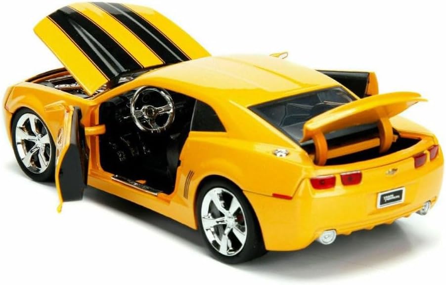 2006 Chevrolet Camaro Concept Yellow Bumblebee with Robot on Chassis and Collectible Metal Coins Transformers Movie 1/24 Diecast Model Car by Jada 98497