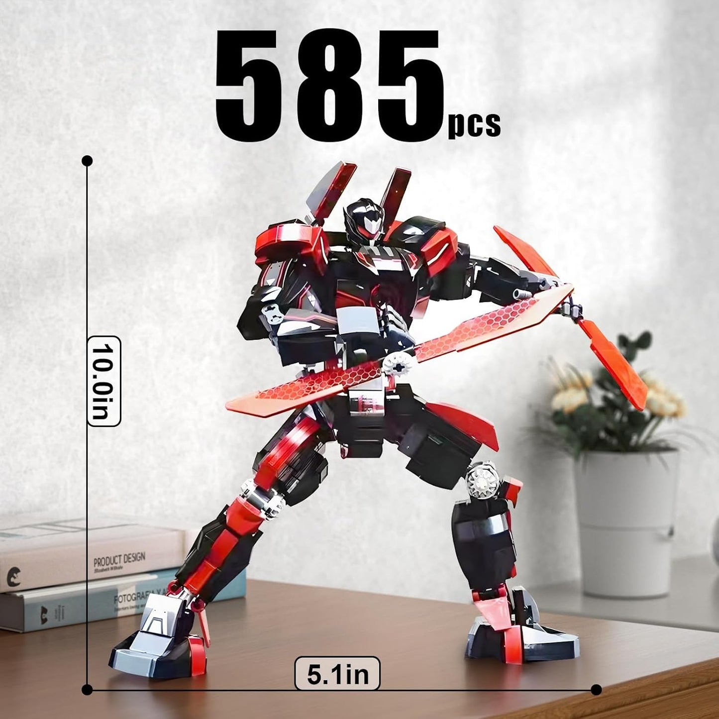 Ranger Mech Building Blocks Adult Set, Dark Robot Model Building Blocks Set with 2 Weapons, 585 Pieces Creative Collection Gift for Boys Aged 8-12