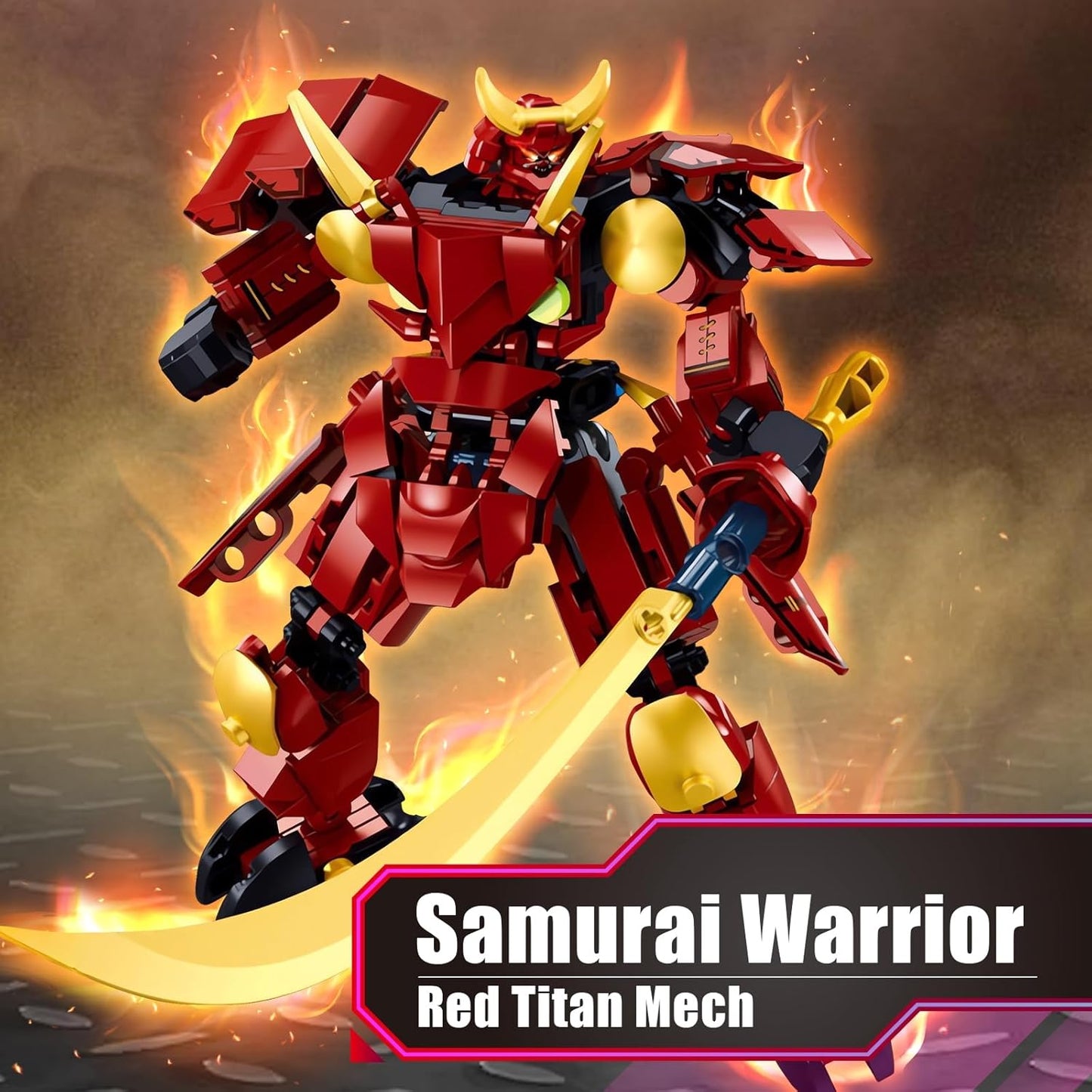 Red Samurai Mech Warrior Model Toy Building Sets