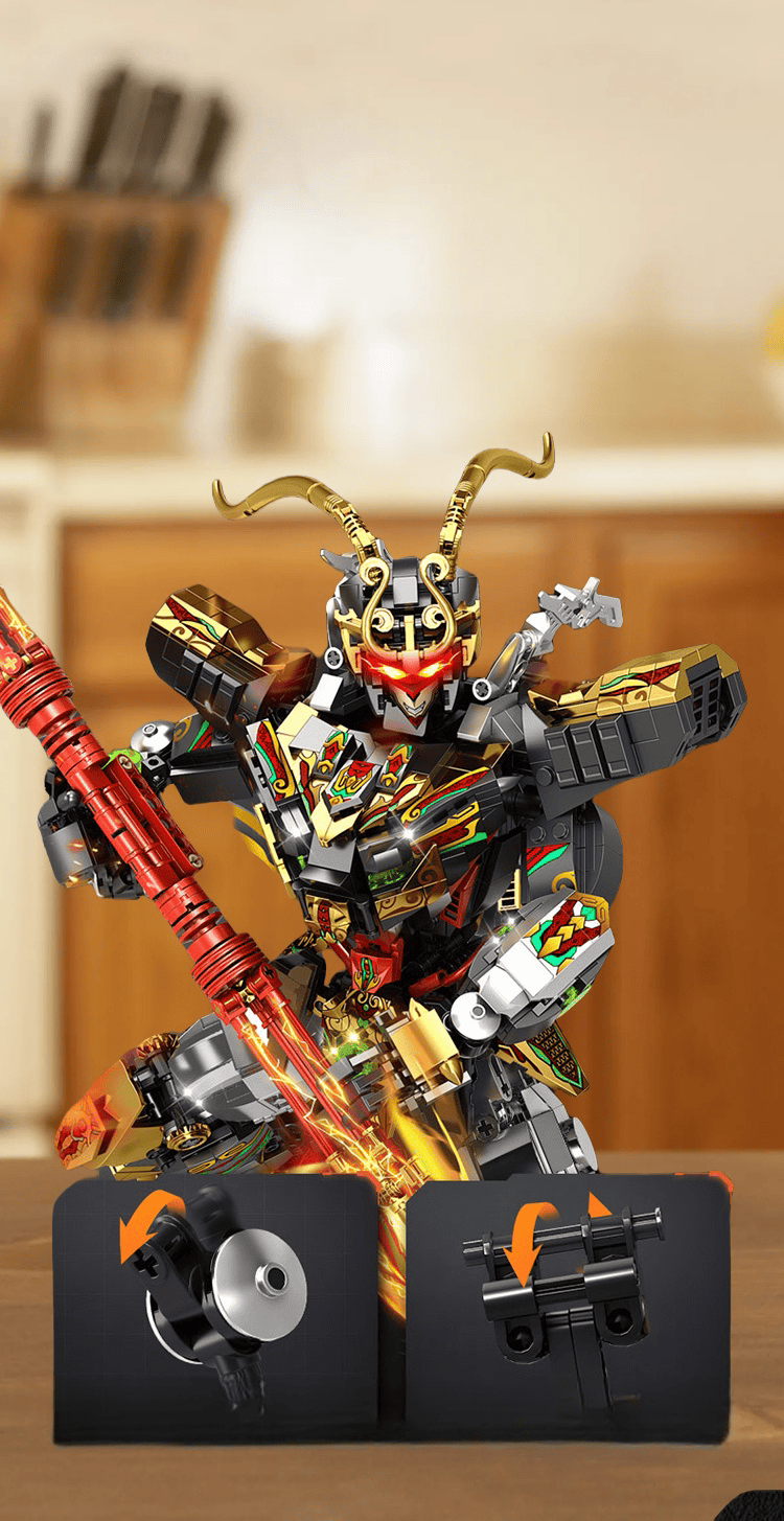 Building blocks, Destiny Man, Monkey King, mecha puzzle assembly toy, boy model, Monkey King gift, 2025 new style [cloak + golden hoop + double transformation form]