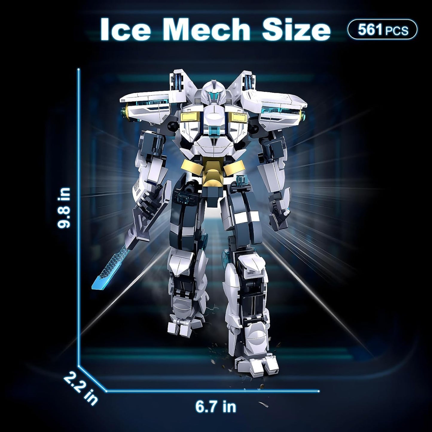 Ice Warrior Mech Robot Building Set for Adults, Cool Sci-Fi City Protector Battle Model Toys for Boys 8+, Creative Action Mech Gifts Perfect for Christmas Birthday (561 Pcs)