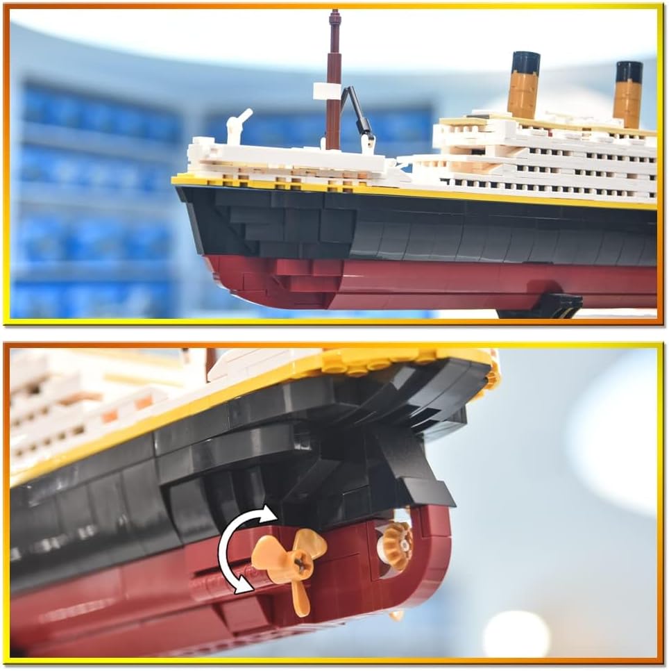 Large Titanic Model Building Blocks Set, 1333 Pieces Adult Challenging Giant Titanic Cruise Ship Model Building Blocks Set Toys, Suitable for 10 11 12 13 14 15 16 Years Old