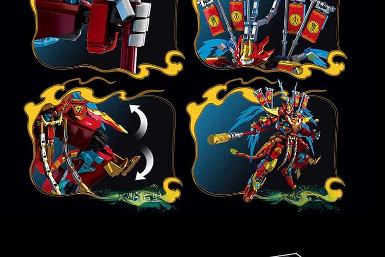 Black Wukong Chinese Mecha Three Kingdoms educational building blocks assembly Cool city mecha warrior toys, holiday gifts for adults and children