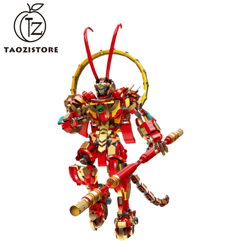 Monkey King Mech Building Sets for Adults and Kids , Action Figure Mecha Robot Toy Classic Chinoiserie Warrior Collectible Model Kit Cool Mech Display, Gifts for Boys, Girls