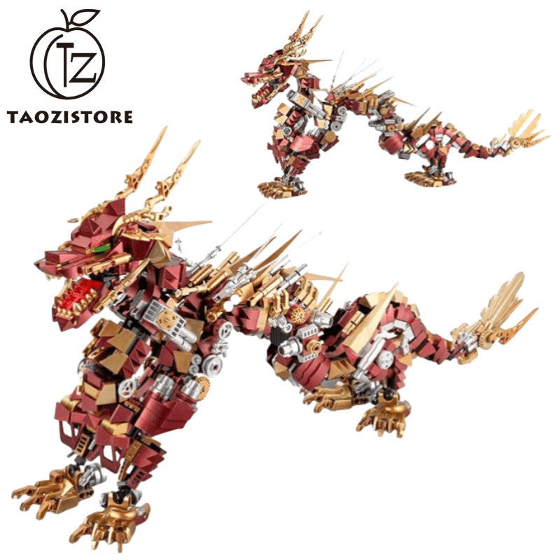 Dragon Building Blocks Sets for Adults, Red Mechanical Dragon Animal Building Model Collectible Display Toys, Cool Birthday for Boys Teens Fans (1596 Pcs)